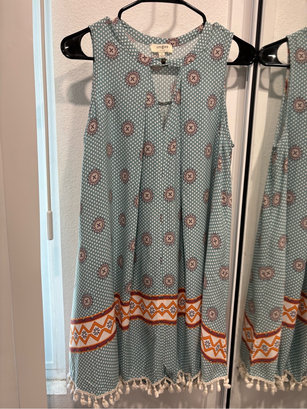 Umgee Sleeveless Tassel Tunic Dress